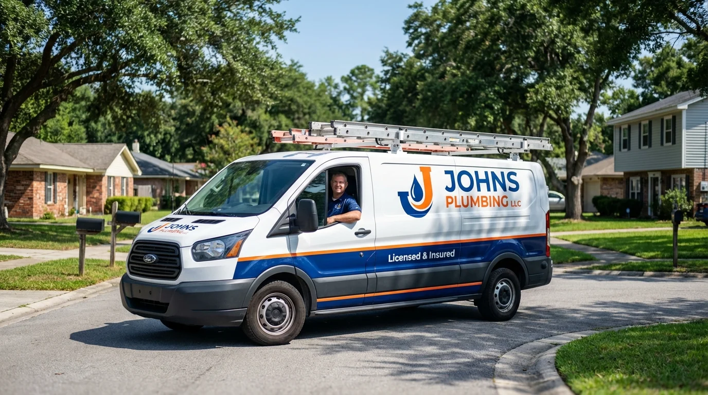 Johns Plumbing LLC service van in Orfordville, WI