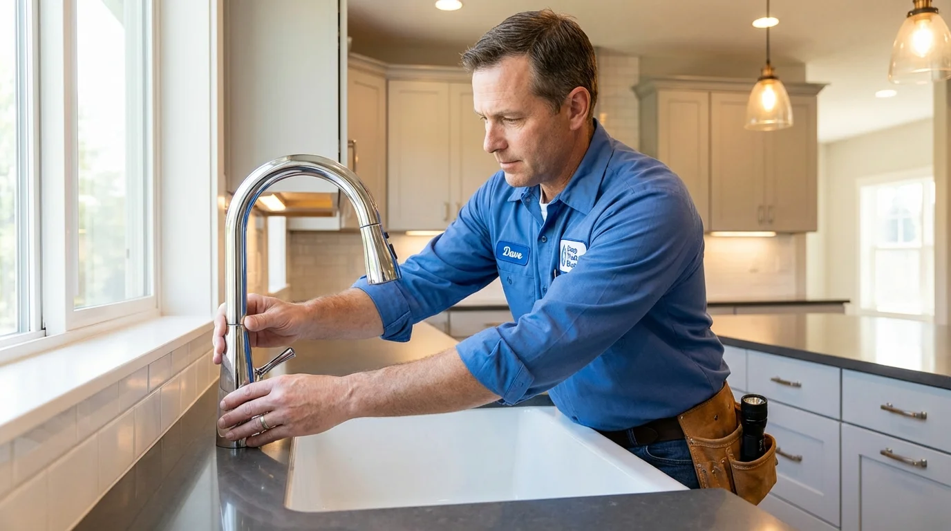 Kitchen faucet installation by Johns Plumbing LLC in Orfordville