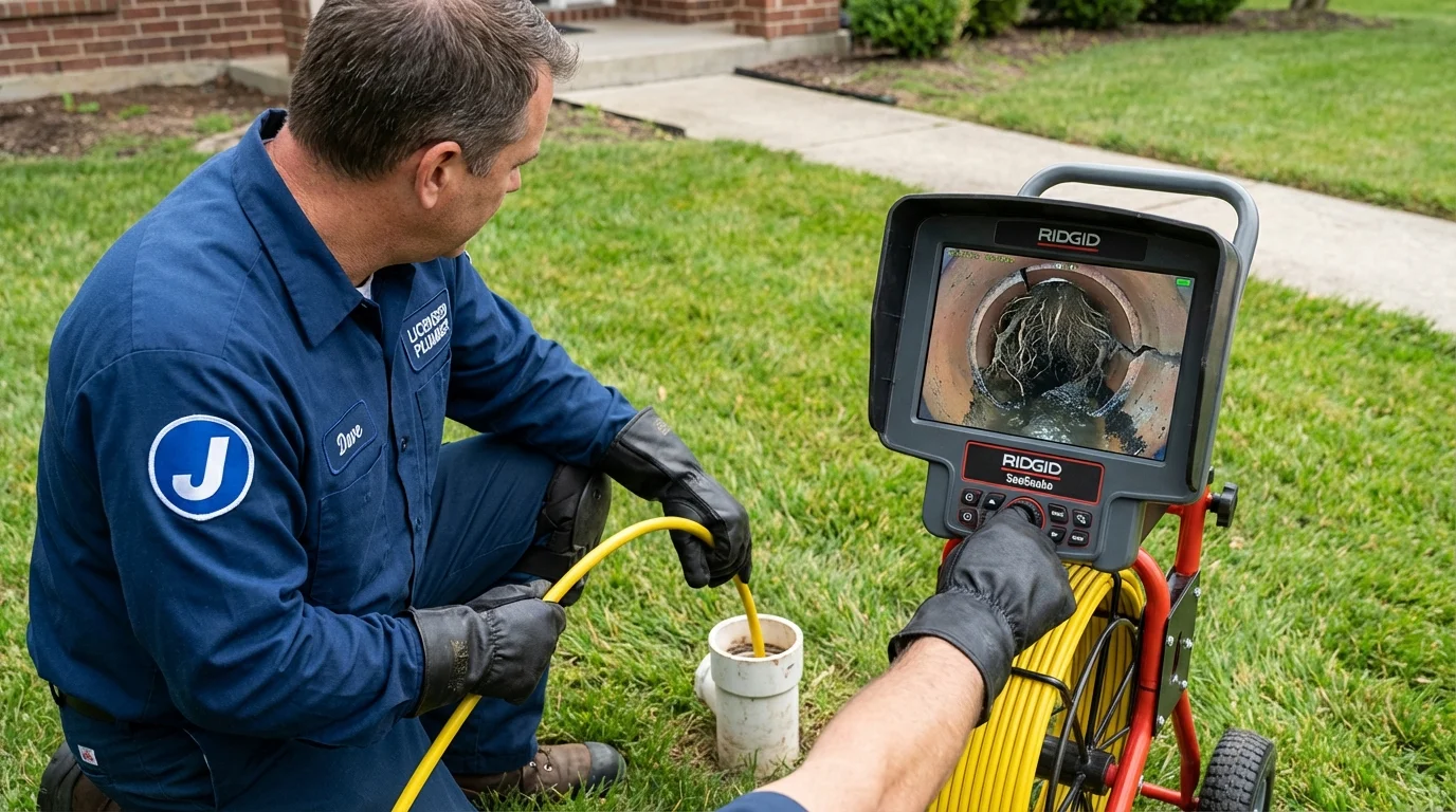 Sewer camera inspection being performed by Johns Plumbing LLC in Orfordville